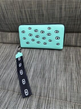Min & Mon Mint Eye Print Zip-Around Wristlet Wallet